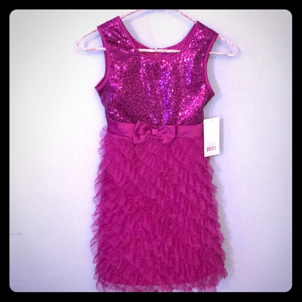 Purple party dress with ruffles and sparkles!